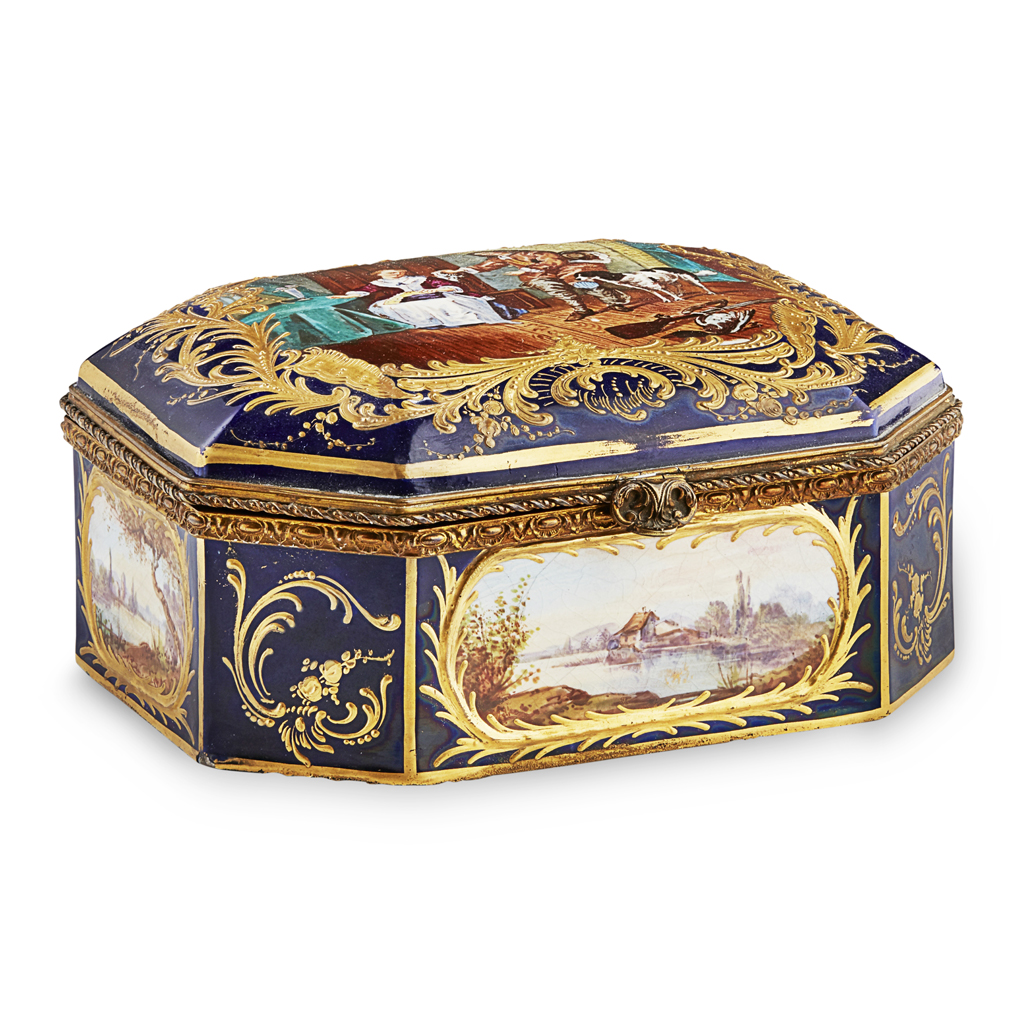 Appraisal: SEVRES STYLE PORCELAIN AND GILT METAL MOUNTED BOX LATE TH