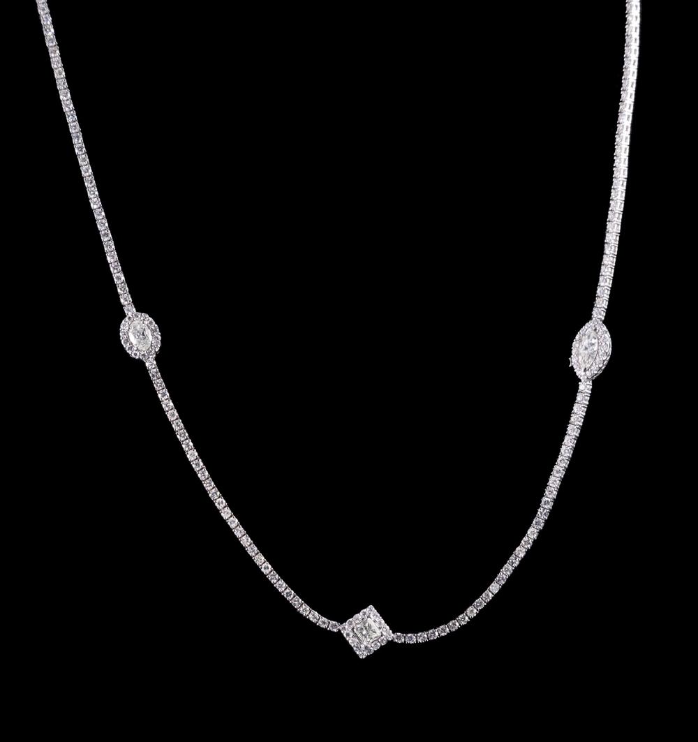 Appraisal: kt White Gold and Diamond Necklace diamond chain set with