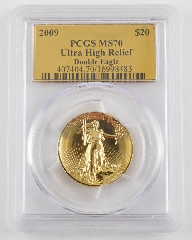 Appraisal: PCGS graded MS- Ultra High Relief gold U S Double