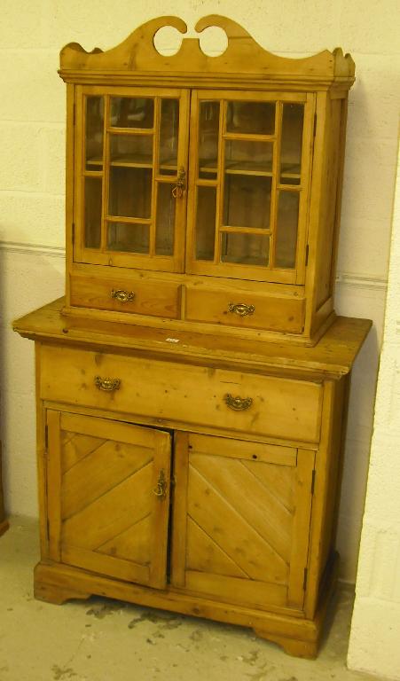 Appraisal: th century stripped pine side cabinet x together with a