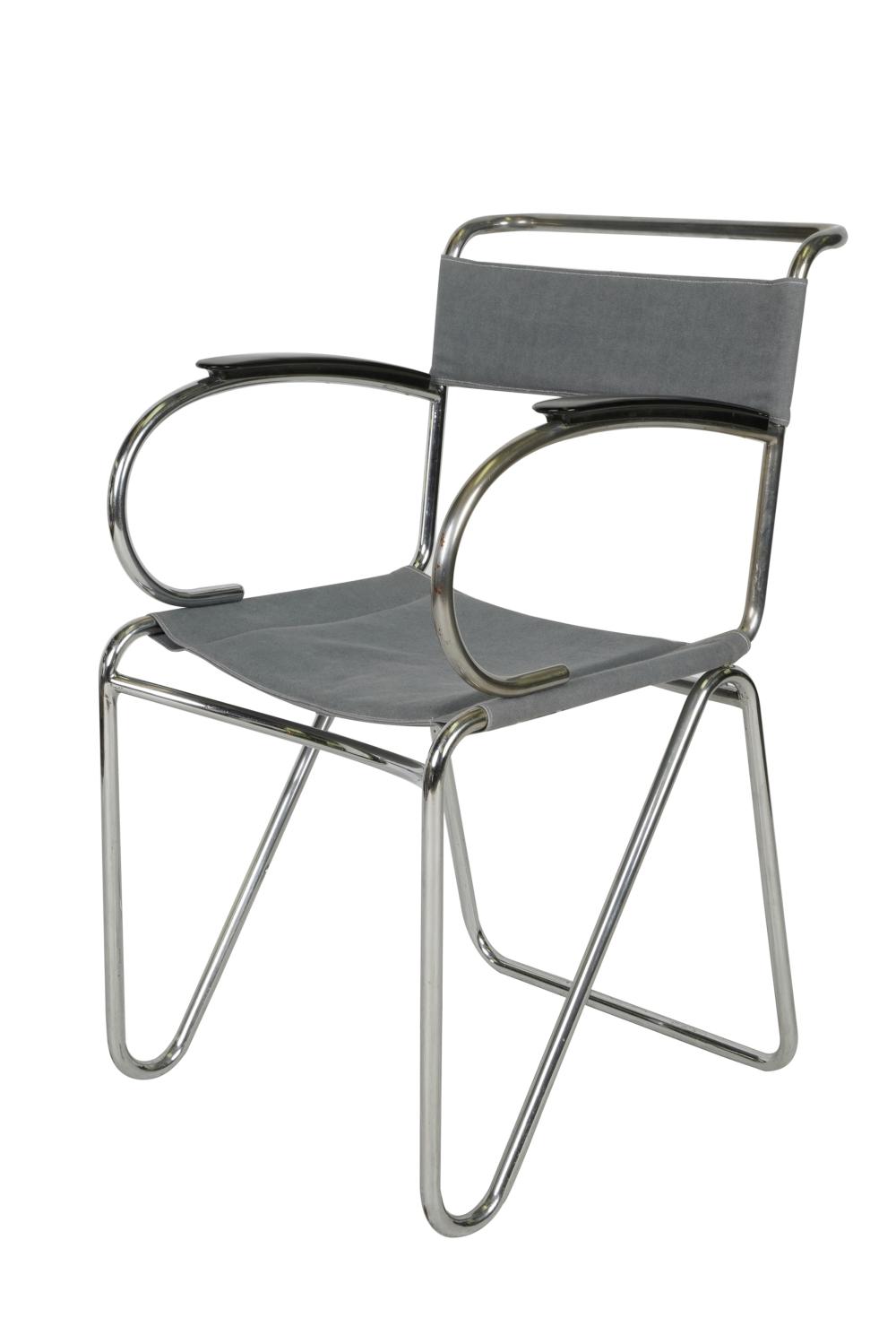 Appraisal: WILLEM HENDRIK GISPEN 'DIAGONAL' CHAIR VARIANTunsigned chromed tubular steel ebonized