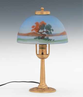 Appraisal: A Vintage Aladdin Boudoir Lamp with Reverse Painted Shade Pretty