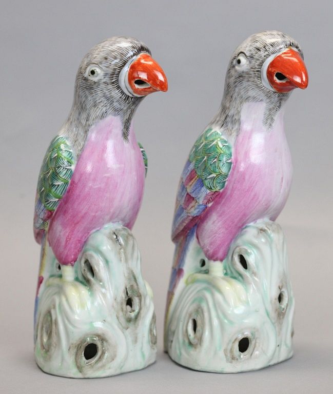 Appraisal: pair of Chinese birds possibly Republican period Chinese multicolor porcelain