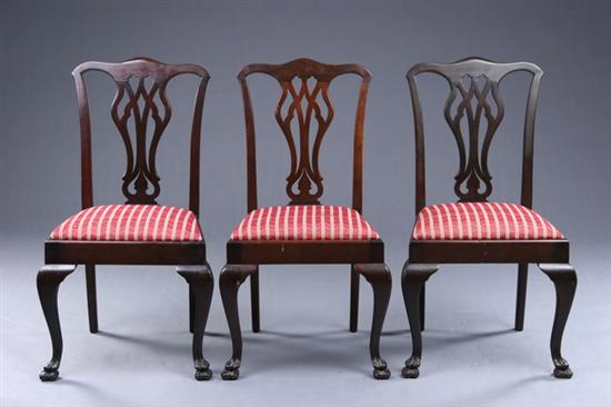 Appraisal: SET EIGHT PHILADELPHIA CHIPPENDALE STYLE DINING CHAIRS th century mahogany