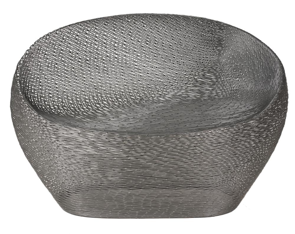 Appraisal: BIOMORPHIC WELDED METAL CHAIRBiomorphic welded metal egg shaped chair Measures