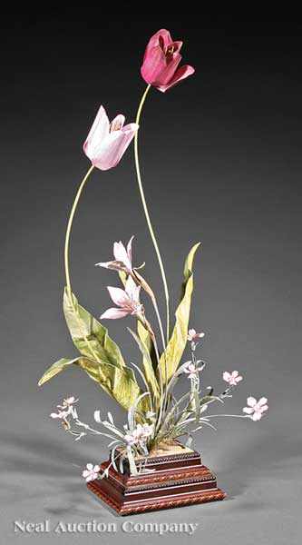 Appraisal: A Joey Bonhage Painted Metal Tulip and Wildflower Group on