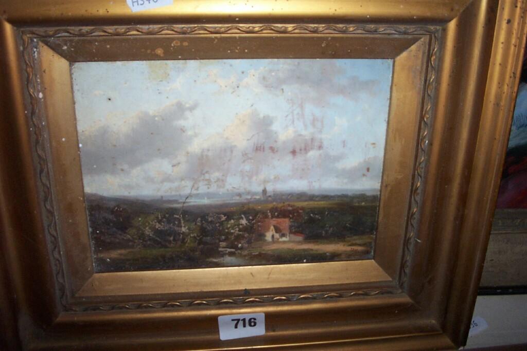 Appraisal: A th century oil painting on board of a landscape