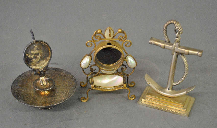 Appraisal: - Three watch holders- nickel plated metal anchor form h