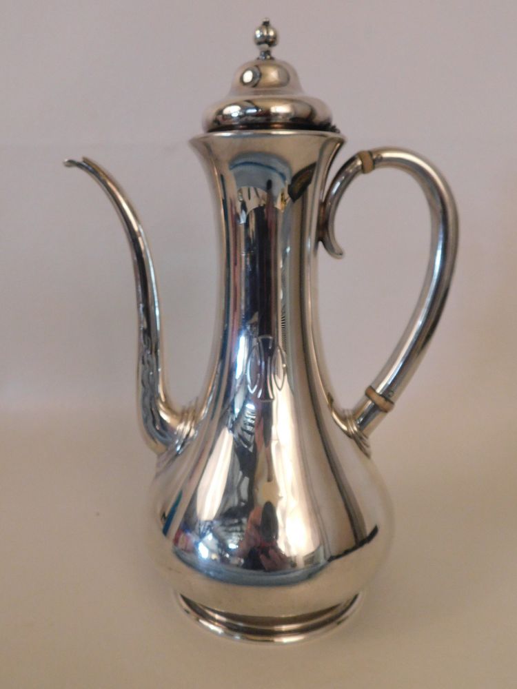 Appraisal: TIFFANY STERLING CHOCOLATE POT Old sterling silver demi-tasse teapot or