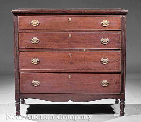 Appraisal: An American Federal Mahogany Chest of Drawers four graduated drawers