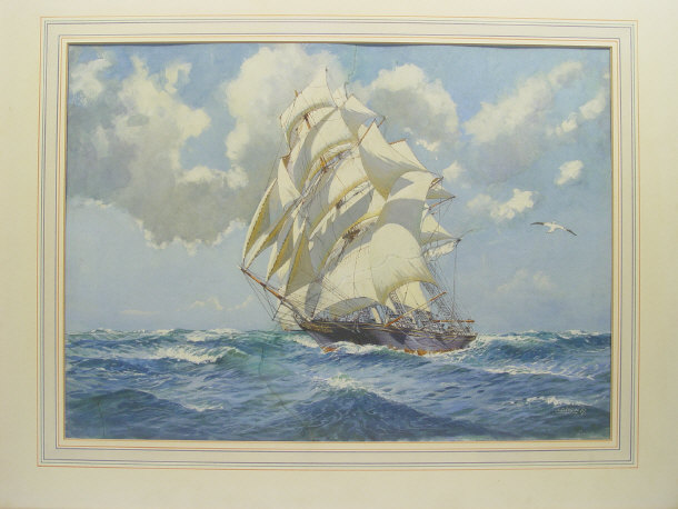 Appraisal: S Dirgin - - Watercolour of a rigged sailing ship