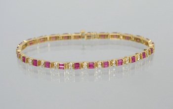 Appraisal: A Ladies' Ruby and Diamond Bracelet k yellow gold articulated