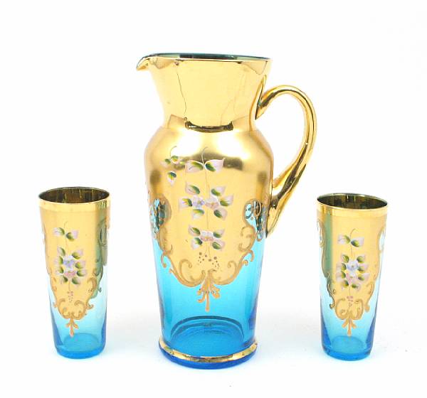 Appraisal: A Murano glassware set comprising a pitcher and six glasses