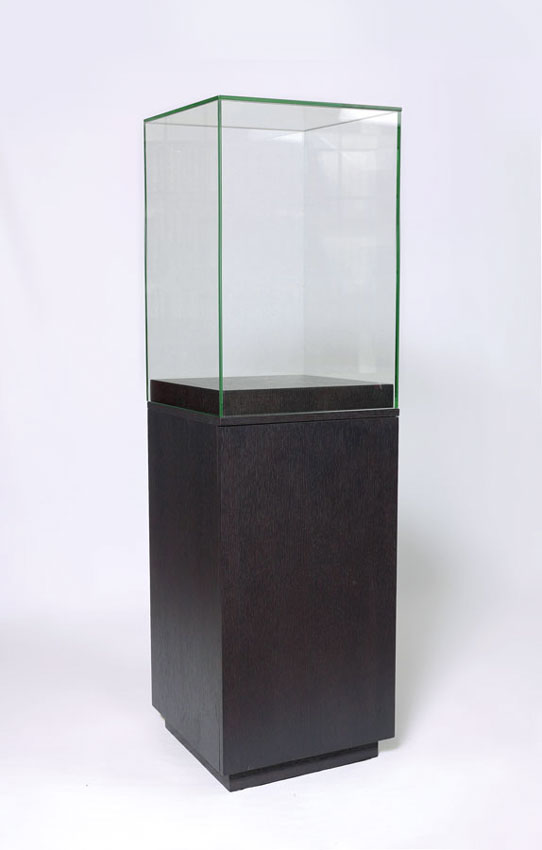 Appraisal: GLASS AND WOOD DISPLAY CASE Black painted wood base with