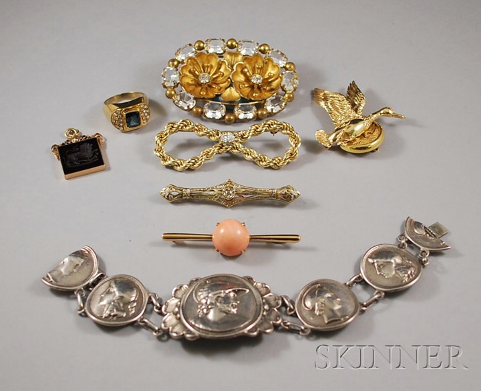 Appraisal: Small Group of Jewelry including a sterling silver bracelet a