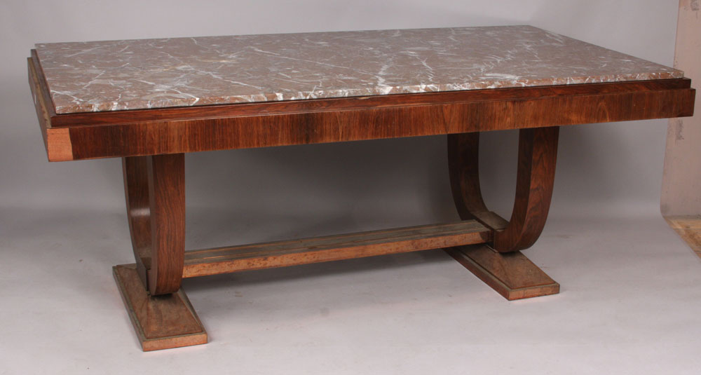 Appraisal: - Art Deco Table with Pink Marble Top Art Deco