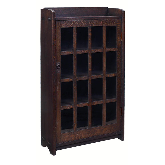 Appraisal: Gustav Stickley bookcase single door form with sixteen panes of