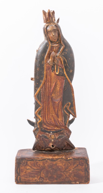 Appraisal: EUROPEAN POLYCHROME SANTOS FIGURE OF THE VIRGIN European polychromed santos