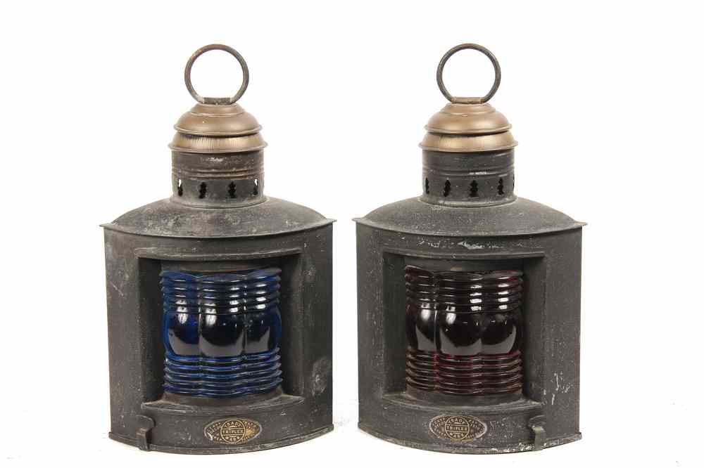 Appraisal: PAIR YACHT LANTERNS - 'Triplex' Brand Port and Starboard Lanterns