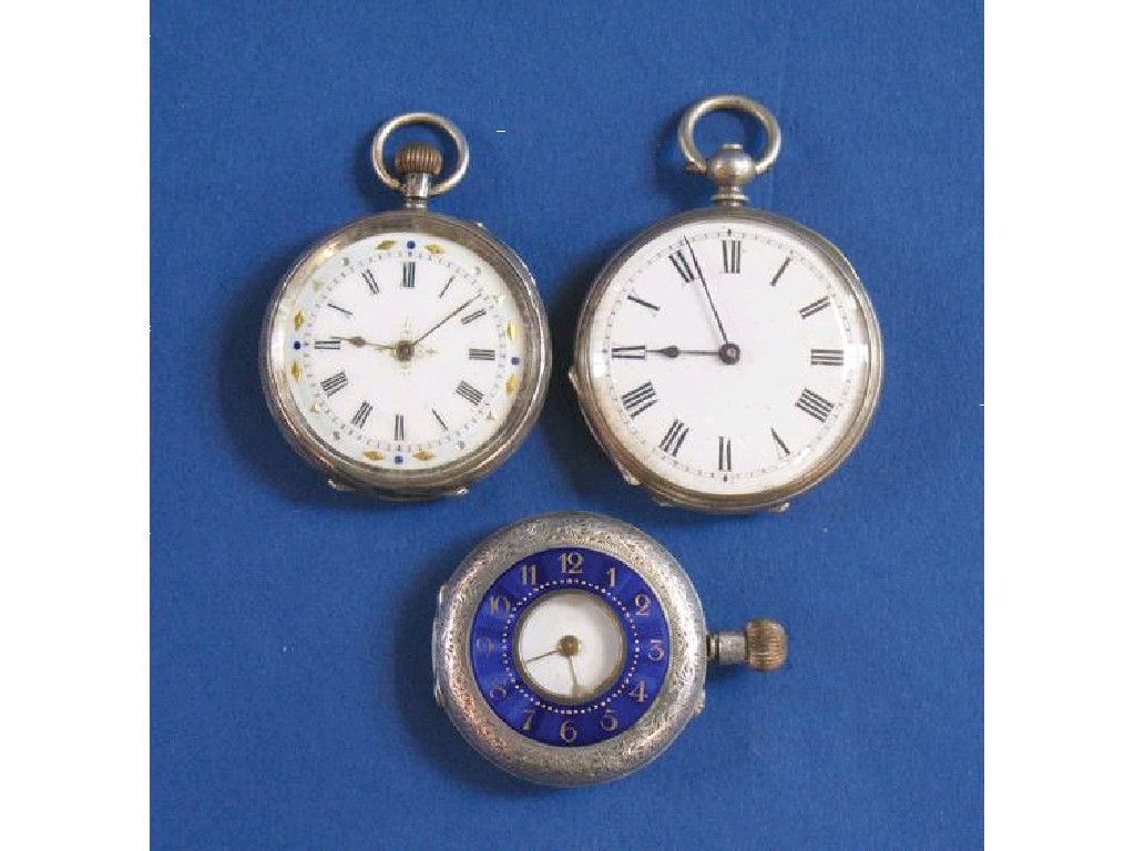 Appraisal: A LADY'S SILVER OPEN FACED POCKET WATCH the white enamel