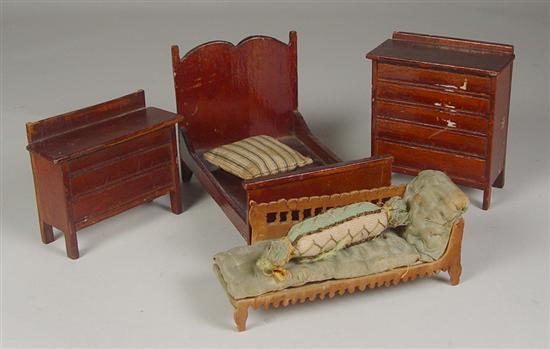 Appraisal: Bedroom Doll House Furniture Circa - Chaise upholstered in silk