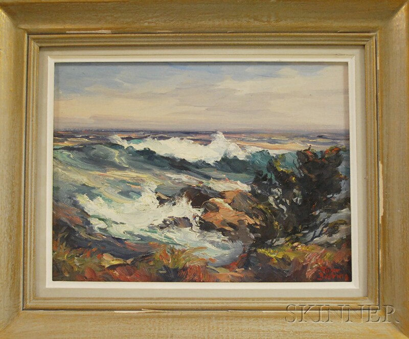 Appraisal: Roger Deering American - Rough Water Kennebunkport Shore Signed Roger