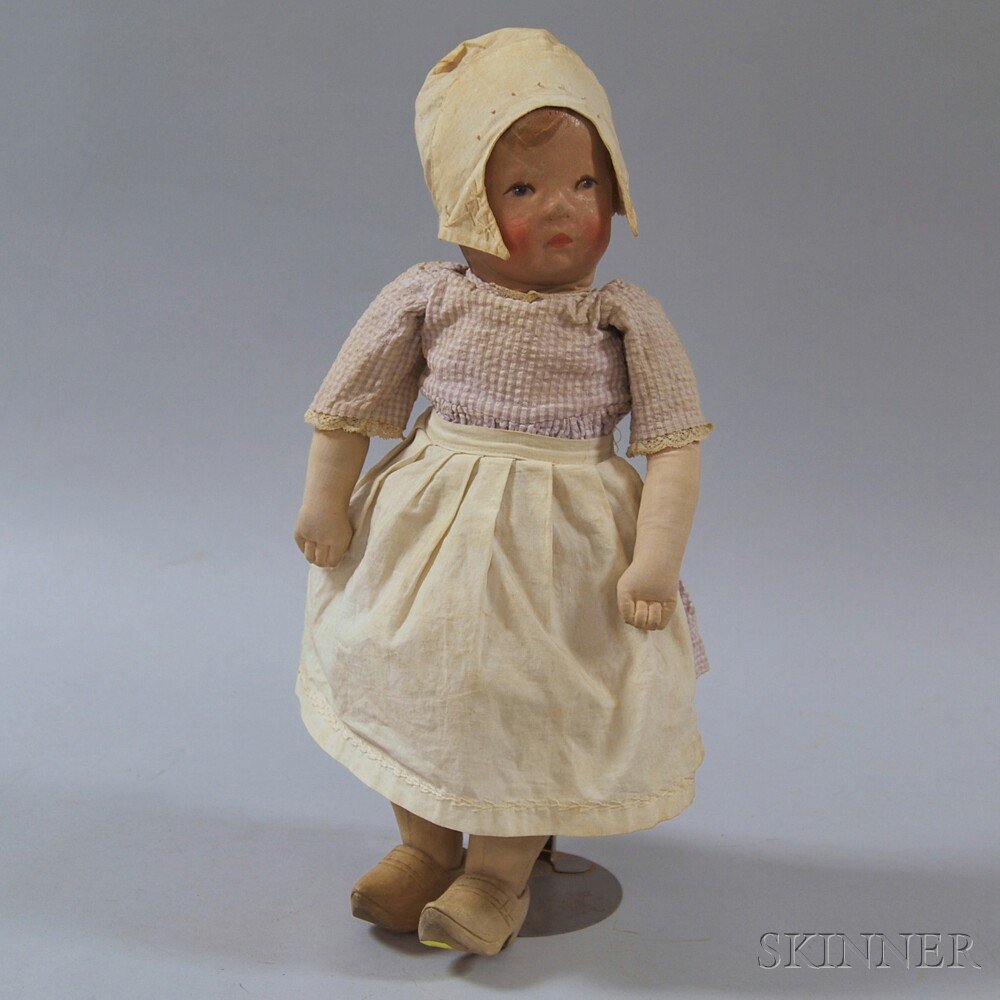 Appraisal: Martha Chase-type Dutch Girl Doll unmarked with jointed stockinette body