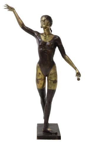 Appraisal: Life-size patinated bronze sculpture Young Ballerina at the Barre on