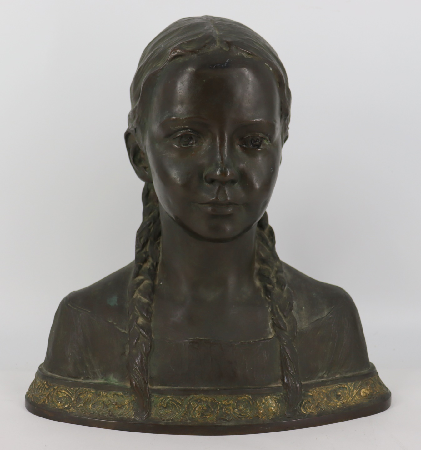 Appraisal: B F A SIGNED DATED BRONZE BUST OF A GIRL