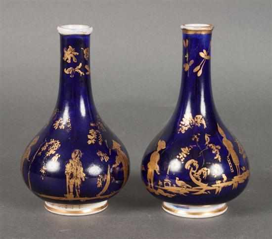 Appraisal: Pair of Derby cobalt ground porcelain cabinet vases with gilt