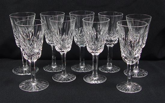 Appraisal: Nine Waterford Lismore White Wine Stems With etched signature high