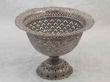 Appraisal: A pierced white metal tests silver footed bowl cm dia