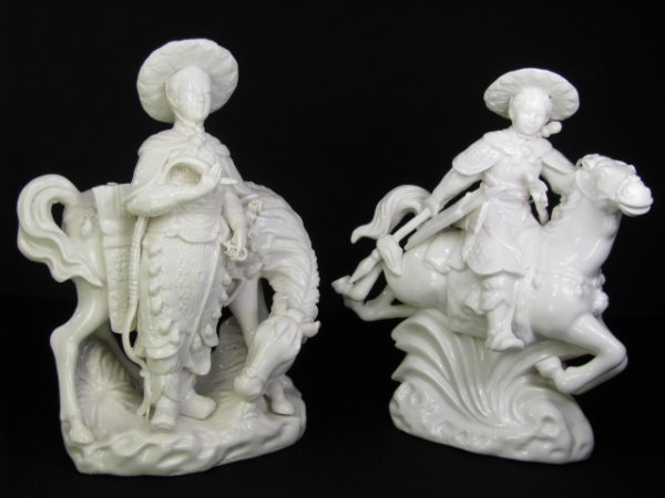 Appraisal: Pair Chinese blanc de chine porcelain warriors figurines with horses