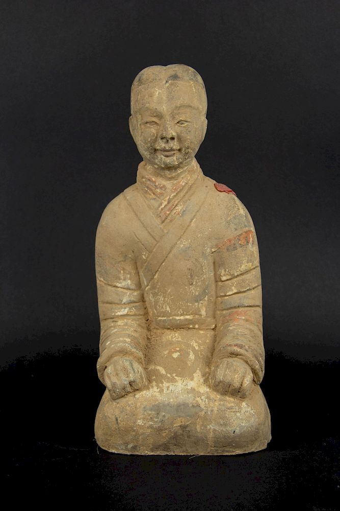 Appraisal: Han Style Figure of a Female Attendant Chinese The terracotta