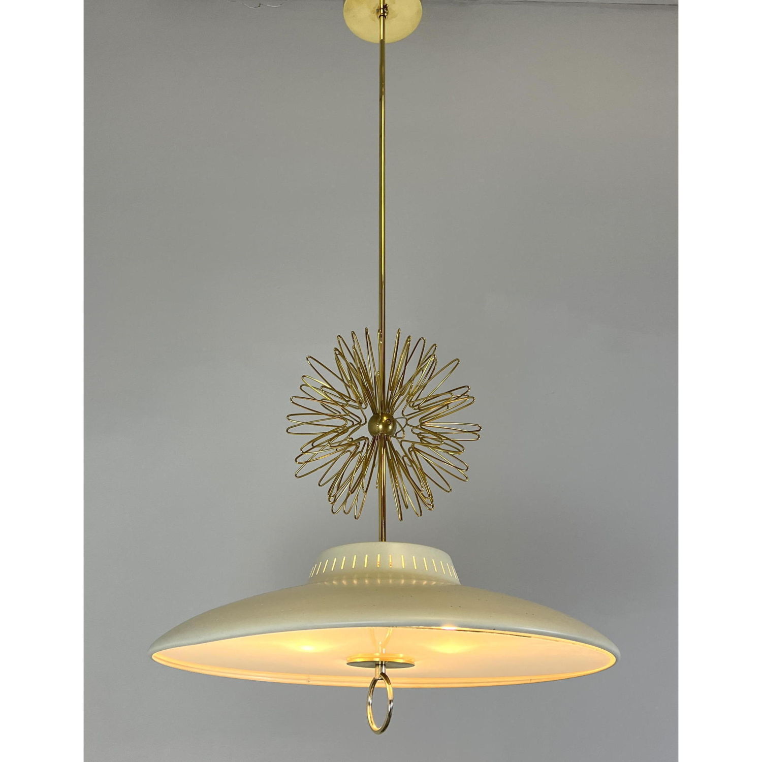 Appraisal: Paavo Tynell Style Chandelier Pendant Lamp Brass with enameled white