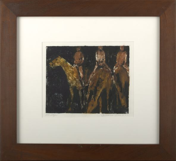 Appraisal: George Schmidt American New Orleans b pair of color monotypes