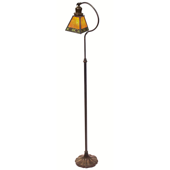 Appraisal: Handel floor lamp pyramidal shade with overlaid geometric slag glass