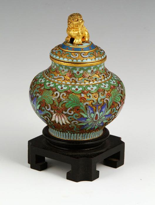 Appraisal: - th C Chinese Cloisonne Jar th century Chinese cloissone