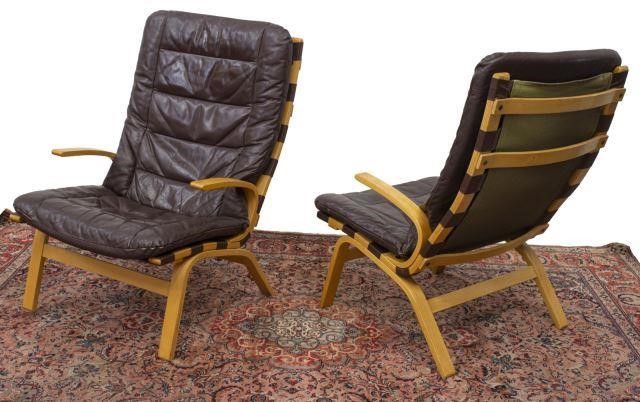 Appraisal: pair Danish mid-century modern lounge chairs c s- s each