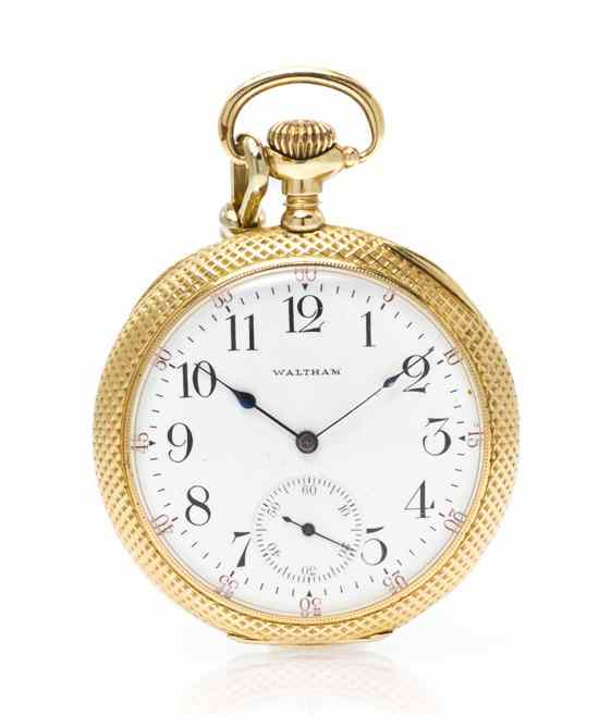 Appraisal: A Karat Yellow Gold Open Face Pocketwatch Waltham mm in