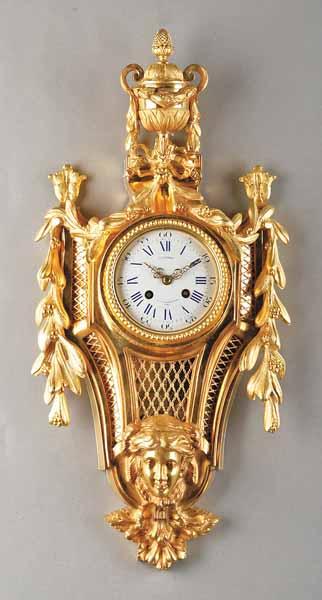 Appraisal: A Louis XV-Style Gilded Cartel Clock porcelain dial marked Clermont