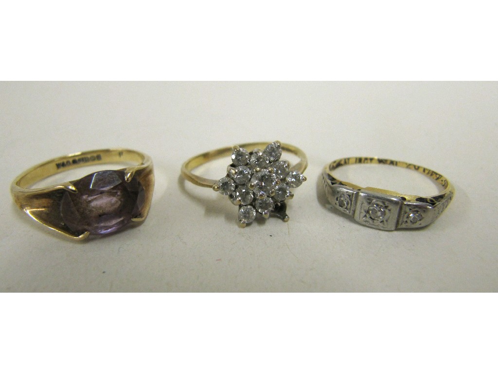 Appraisal: Lot comprising ct gold diamond three stone ring ct gold