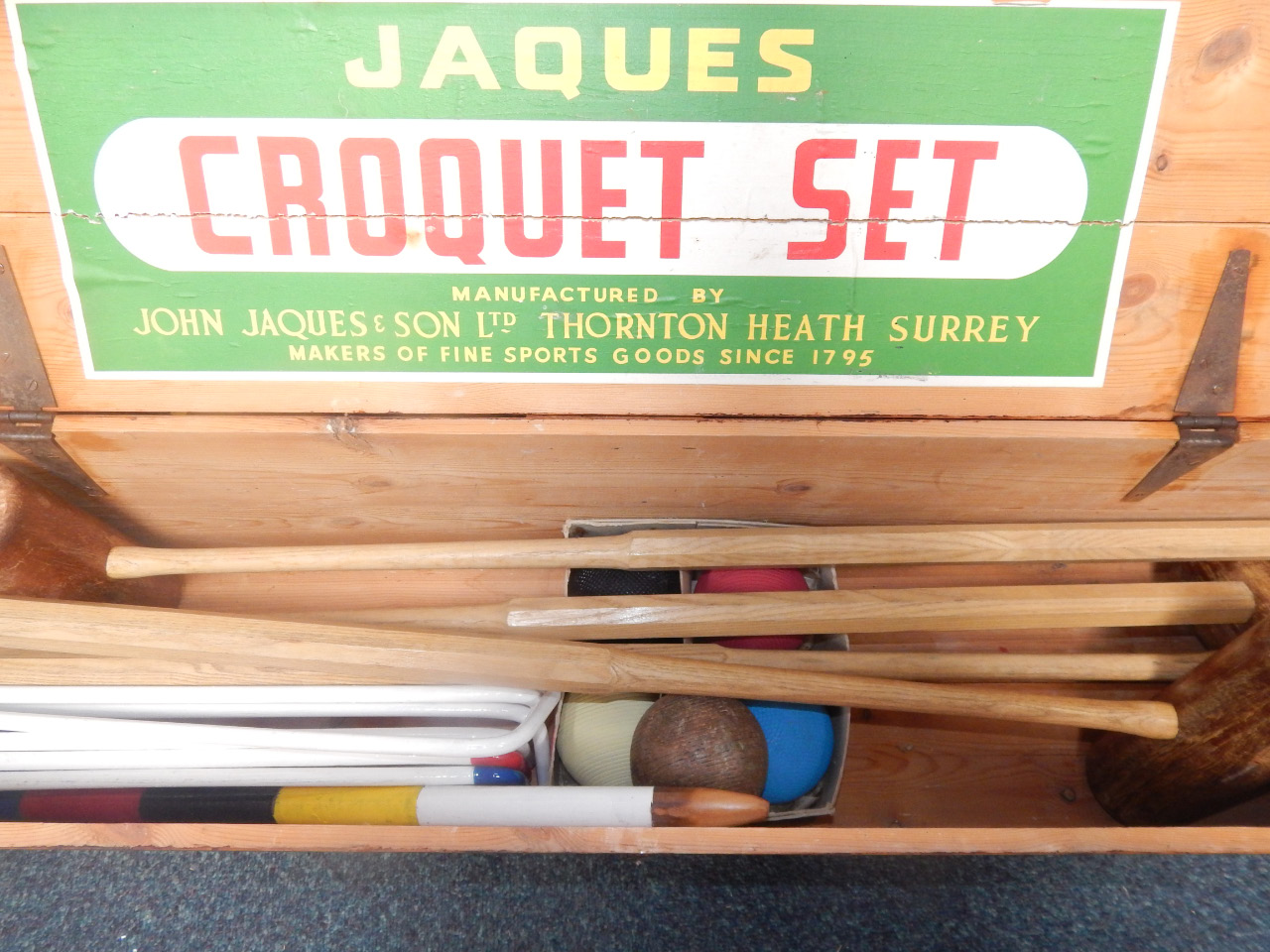 Appraisal: A croquet set by Jacques of London in original pine