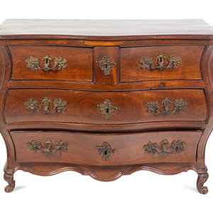 Appraisal: A Louis XV Provincial Walnut Bomb Commode th Century Height