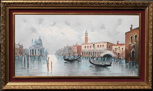 Appraisal: DEVITY STUDIOS VENETIAN CANAL PAINTING Oil Canvas '' x ''