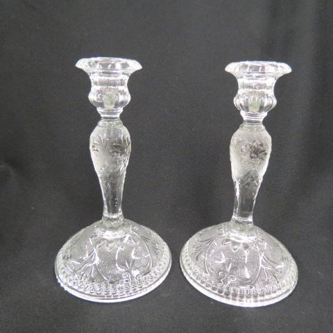 Appraisal: Pair of Imperial Sandwich Glass Candlesticks