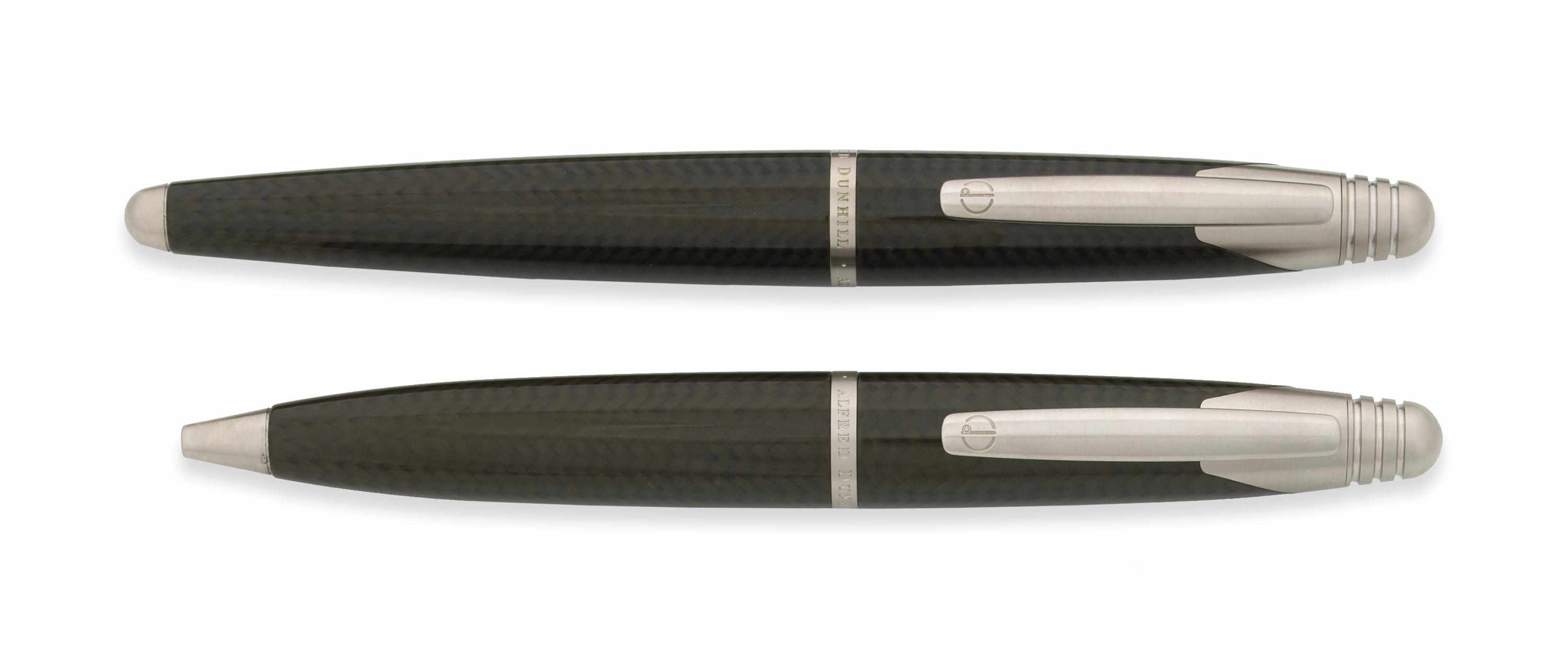 Appraisal: DUNHILL Black Carbon Fiber Includes fountain pen and rollerball Medium