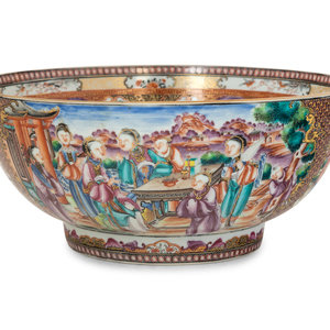 Appraisal: A Chinese Export Mandarin Palette Porcelain Punch Bowl Late th