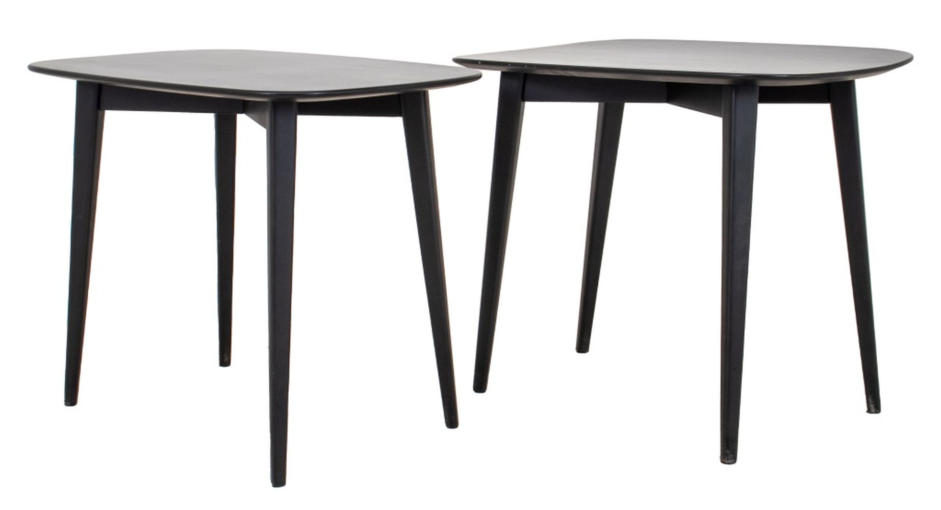 Appraisal: MODERNIST MATTE BLACK OCCASIONAL TABLES PAIR Modernist style matte black