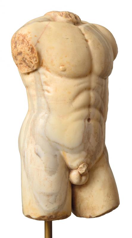 Appraisal: A MARBLE TORSO RAISED ON A BRONZE BASE after the